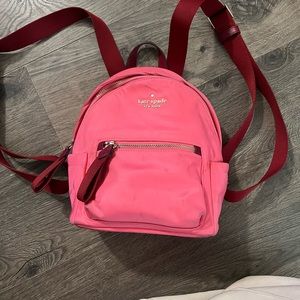 Neon Pink & Red Kate Spade Small Purse Backpack Nylon